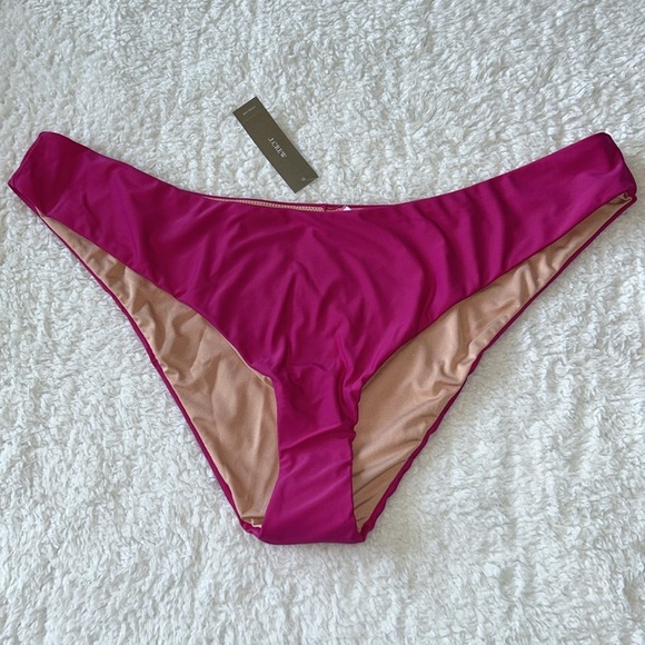 J. Crew Curved Waist Cheeky Bikini Bottom Pink/Fuschia Size 2X NWT - Picture 4 of 5